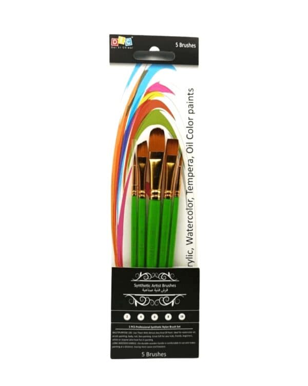 Paint Brush Set 5 pcs Professional Paintbrush Nylon Set Short Wooden Handle