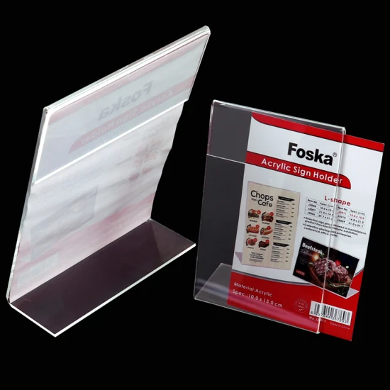 Foska - L-Shape Transparent Acrylic Sign Holder A4:21x29.7cm
