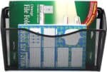 a file folder with a blue and white design