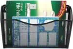 a file folder with a blue and white design