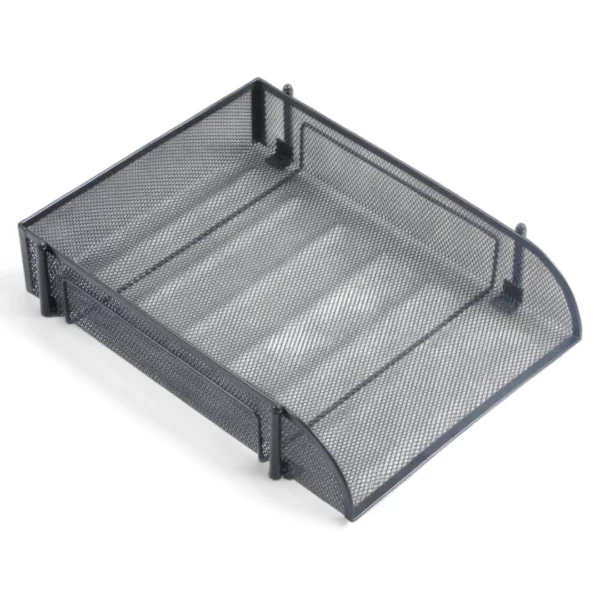 a black metal tray with a mesh top