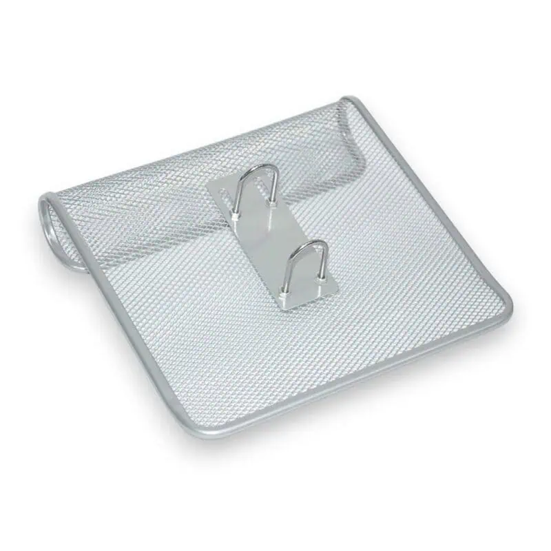 a metal mesh tray with a metal handle