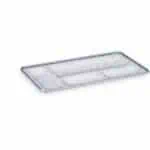 a metal tray with holes on it