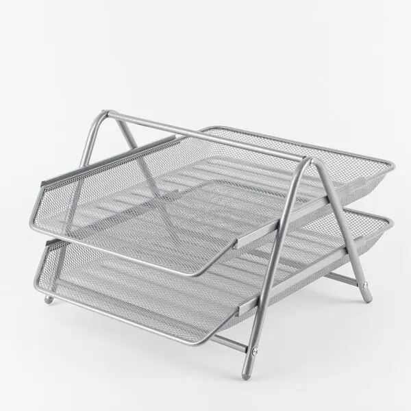 a stack of metal mesh trays