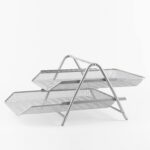 a metal tray with two tiers
