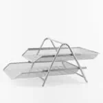 a metal tray with two tiers