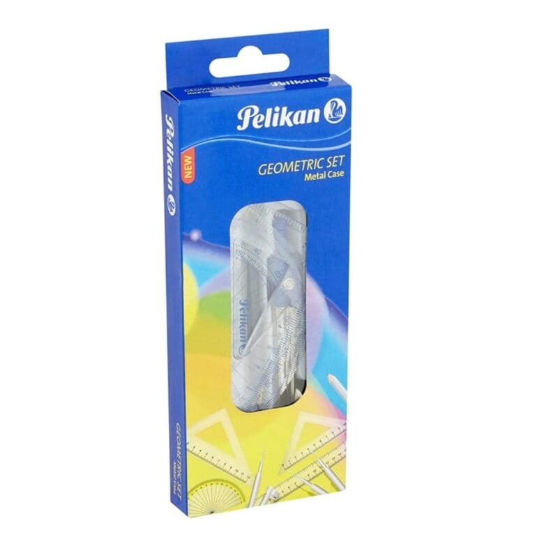 Pelikan 9-piece geometry set with metal case - high-quality, durable mathematical tools kit