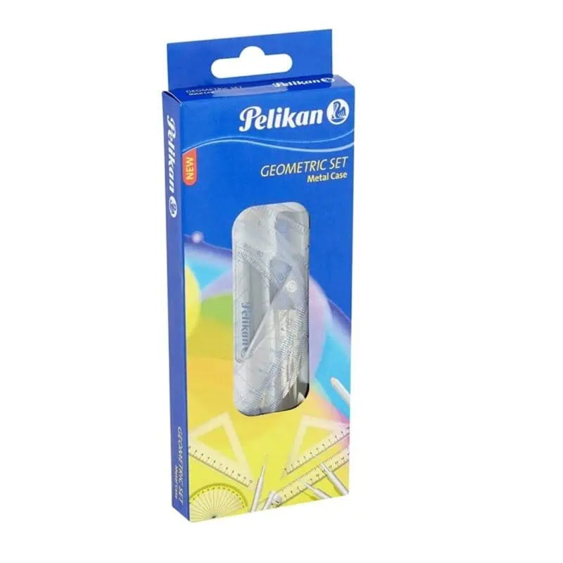 Pelikan 9-Piece Geometry Set with Metal Case - High-Quality, Durable Mathematical Tools Kit
