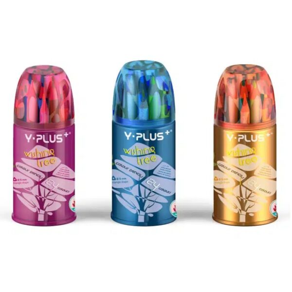 Y-Plus Wishing Tree 12 Short Coloring Pencils Round Steel case