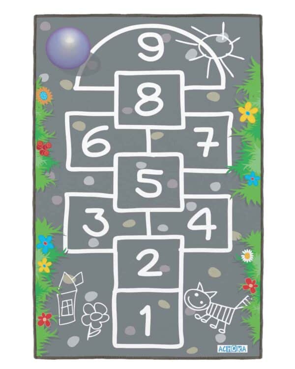 a hopscotch game with white chalk on the ground