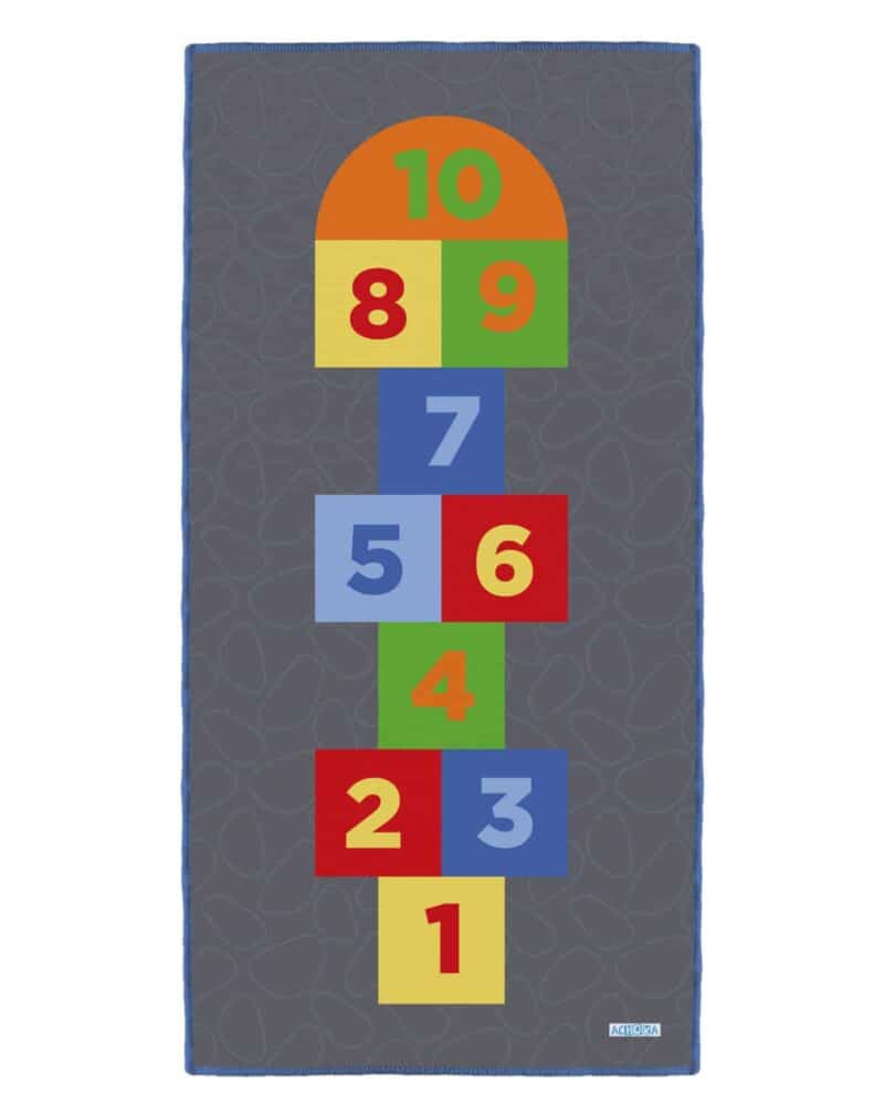 A rug with numbers on it