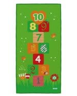 a green and orange rectangular object with numbers