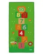 a green and orange rectangular object with numbers