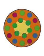 a rug with colorful circles