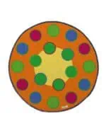 a rug with colorful circles