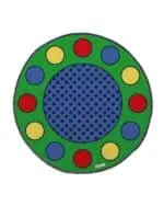 a rug with circles in a circle