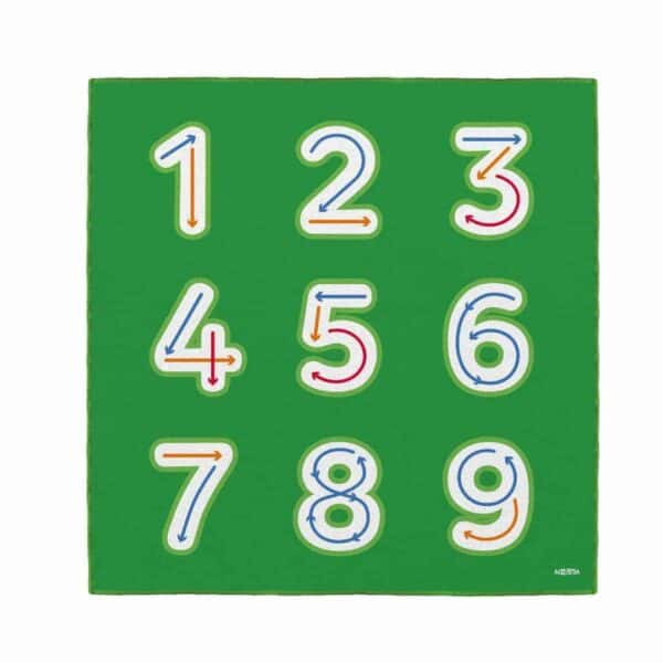 a green square with numbers on it