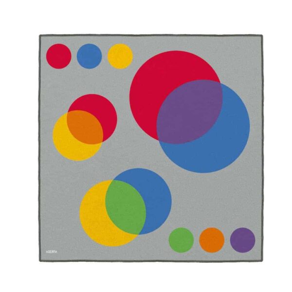a colorful circles on a grey surface