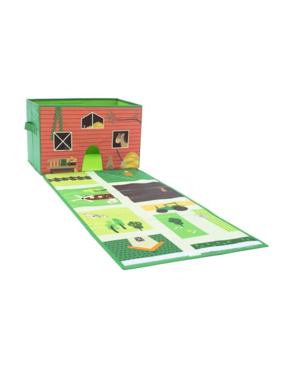 a green and red play mat