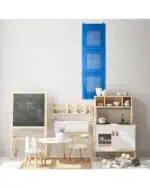 a room with a table and chairs