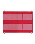 a red and white cloth with holes