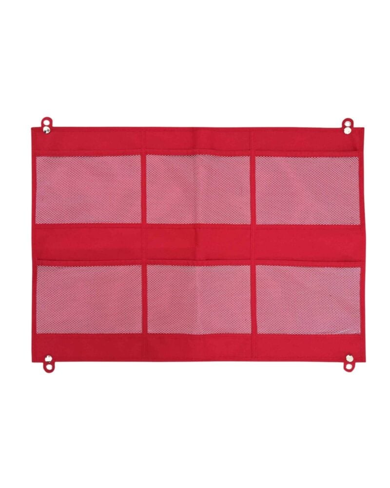 A red and white cloth with holes