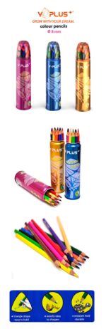 Y-Plus Forest Triangle 12 Jumbo Colored Pencils In Metal Tube
