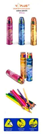 Y-Plus Forest Triangle 12 Jumbo Colored Pencils In Metal Tube