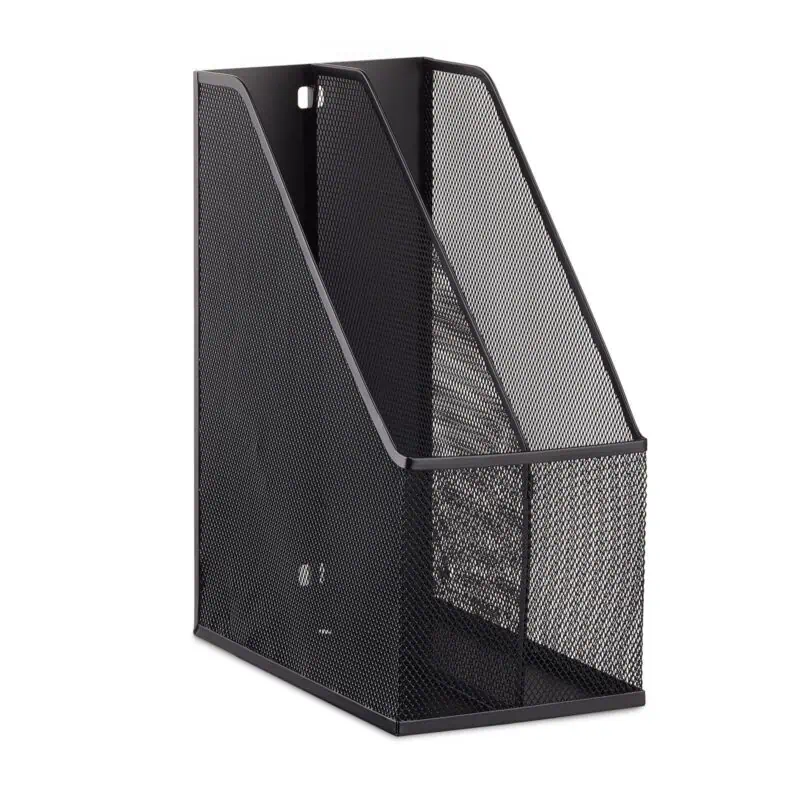 a black metal file holder