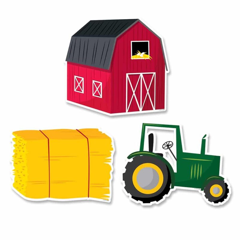 Creative teaching press take students on a trip to the farm with farm friends farm fun 6" designer cut-outs.   pack includes a tractor, haystack, and red barn.   great for early childhood classrooms and centers. Farm friends cut-outs are perfect for use in a variety of classroom displays and themes, including plants, food, gardening, animals, machines, and life on the farm. They also make perfect decorations for a child's party. Also, add any content (e. G. , math facts, vocabulary words, or science concepts) to the cut-outs to make instant flash cards, learning cards, or student activity cards.   36 pieces per package
12 each of 3 designs
