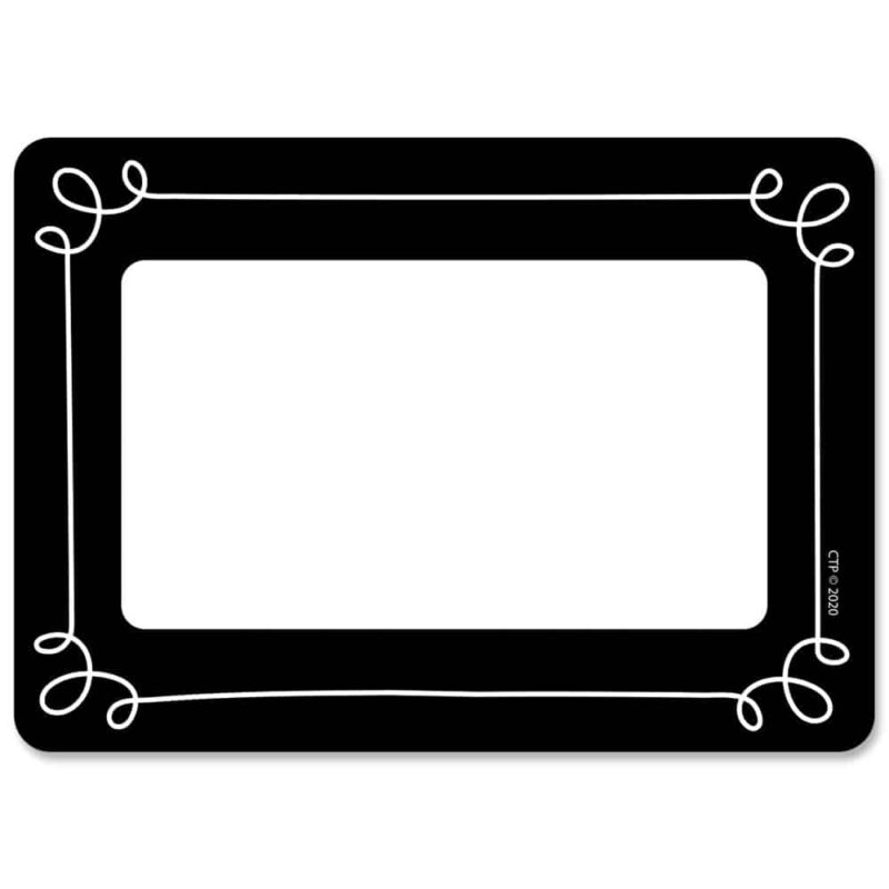 Creative teaching press loops on black labels are versatile and easy to use at school, home, and the office! Use them as name tags for first day of school, field trips, open house, back-to-school night, parent visitations, class parties, and more! These adhesive labels are also great for organizing around the classroom or office. Use them for labeling supply bins, storage containers, book libraries, binders, folders, drawers, and more. The sleek and simple design make them perfect for any setting — an office, a , a college campus, or a home office!   self-adhesive
3½" x 2½"
36 per package