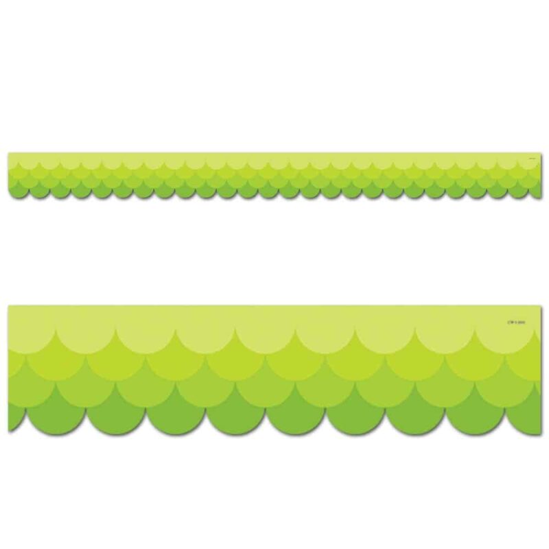 Creative teaching press this lime green scallops border is great to use on a variety of bulletin boards. For a stylish look, layer it with another border to create a special pop in your classroom. The lime green color makes it perfect to use on spring bulletin boards and summer bulletin boards! 2¾" wide 35 feet per package
