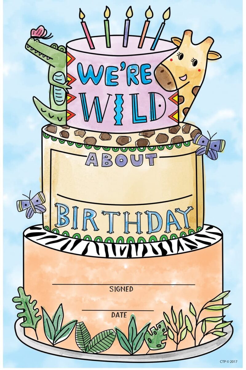 Creative teaching press this safari friends happy birthday award features a birthday cake, charming safari animals and a happy birthday message that students will love. The bright colors and whimsical design of this student birthday award will have children feeling special on their big day! Bonus: awards are printed on sturdy paper stock so they can be enjoyed for years to come. 30 colorful awards per package awards measure 5 ½" x 8 ½" awards are easy to customize for each student and special occasion. Use these colorful awards to recognize student accomplishments, graduations, behavior in class, and more!