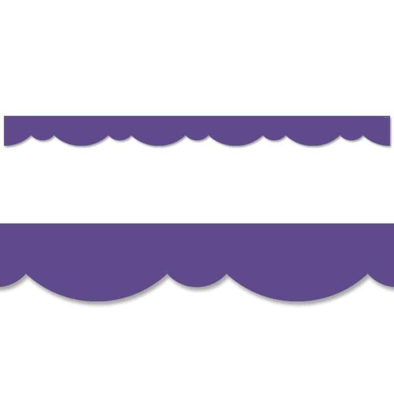 Creative teaching press a bold, fun look for a solid purple border!   this ultra violet stylish scallops border features a playful double scallop design to create a neat and easy way to edge any bulletin board or classroom display.   the bold purple color and style make it great to trim bulletin boards in a wide variety of school, and office settings. With its versatile scallop design, this bulletin board border can be used alone to create a basic look or layered with another border for a more designer look. The vibrant purple color is perfect for use on seasonal and holiday displays for halloween, valentine's day, and more. 35 feet per package width: 2 ¾"