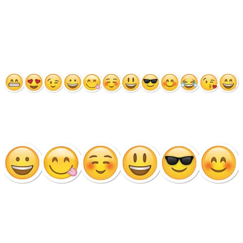 Creative teaching press social media lovers will luv this emoji border! Sweet and silly emoji faces will bring a bit of digital-inspired fun to bulletin boards. 35 feet per package width: 2¾"