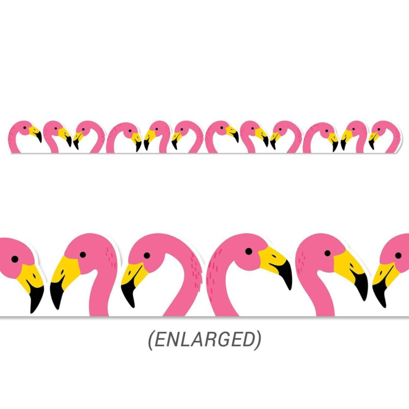 Creative teaching press bring some fun to any bulletin board with this bright palm paradise flamingos border.     35 feet per package
width: 3"  use this vibrant border to create a bulletin board with these themes: "welcome to the flock" for back-to-school
"friends flock together" for friendship 
"be a flamingo in a flock of pigeons" to promote self-esteem
"our flock rocks" for any grade classroom  