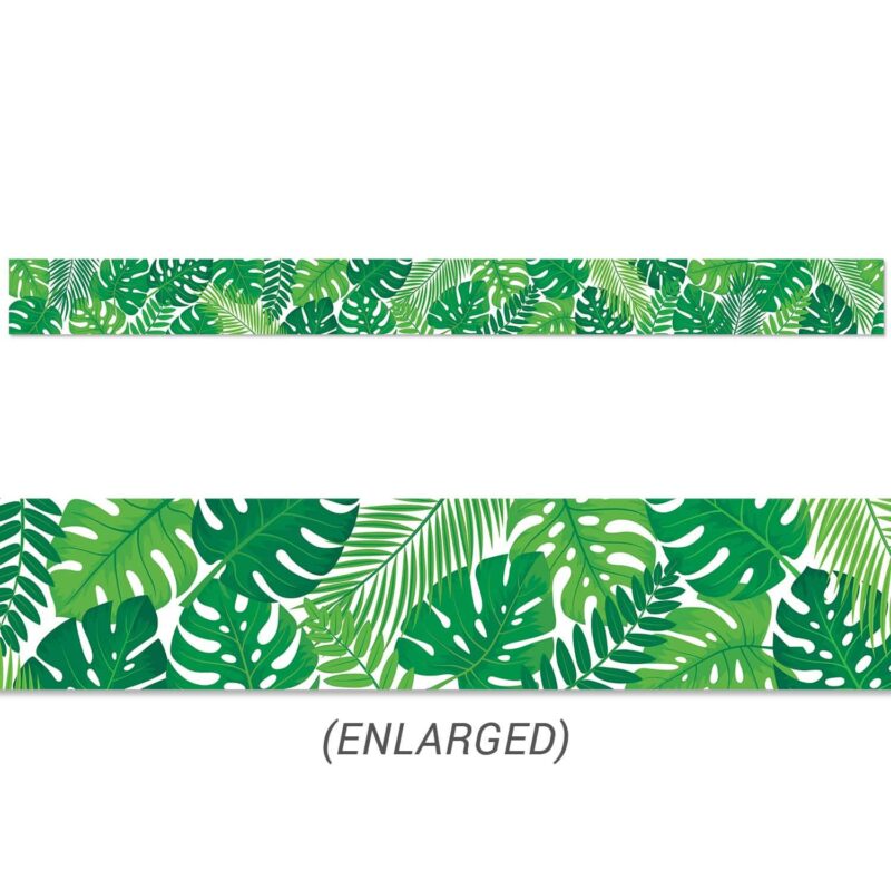 Creative teaching press this palm paradise tropical leaves border features a mix of lush green monstera and palm leaves. These vibrant leaves will complement a wide variety of bulletin board displays and classroom decoration themes, including those related to science, plants, nature, jungle and zoo.   use this border to trim an inspirational "unbe-leaf-able work" or "be-leaf in yourself" bulletin board.   35 feet per package
width: 3"