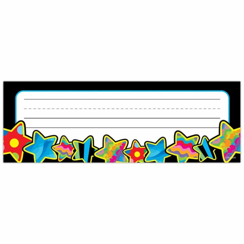 Creative teaching press personalize doors, desks, seats at the table, cubbies, or folders with these colorful name plates. Name plates are 9 ½" x 3 ¼" 36 name plates per package