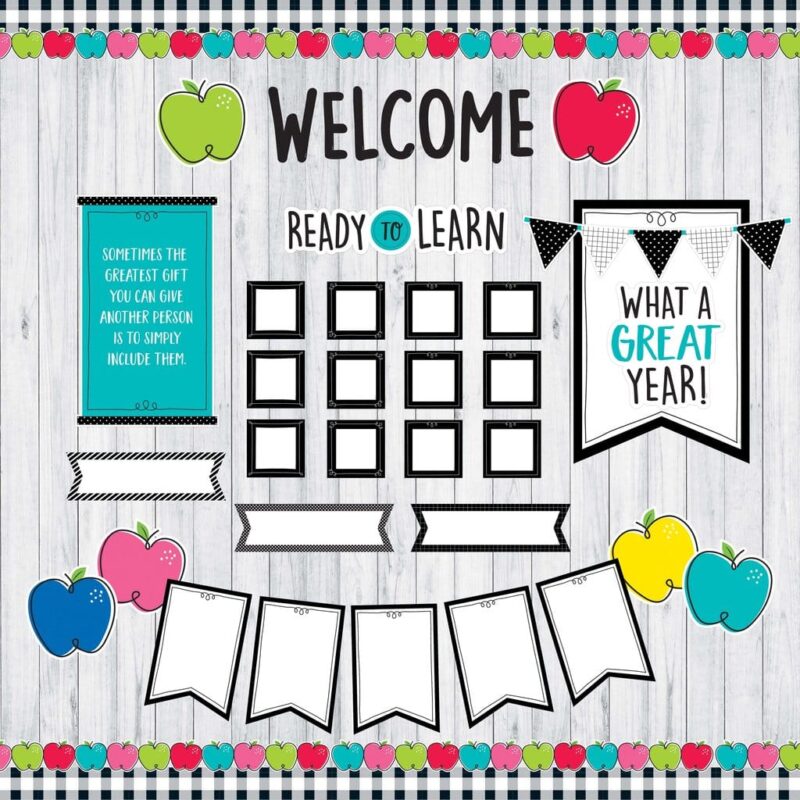 Creative teaching press the core decor ready to learn bulletin board has a simple and classic look that will brighten any classroom space. The set features bold black and white designs contrasted by pops of bright colors, making it a vibrant way to welcome students back to school! The 54-piece set contains:punch out letters that spell welcome (16. 75"w x 4. 75"h)1 blank pennant (11"w x 16. 5"w)36 student pieces (3. 625"w x 3. 625"h)2 motivational phrases (ready to learn and what a great year! )1 motivational mini-poster (sometimes the greatest gift you can give another person is to simply include them)3 mini pennant banners (17"w x 3. 5"h)3 customizable cards (10"w x 3"h)7 customizable pennants (5. 375"w x 8"h)bulletin board set also includes an instructional guide with bulletin board ideas, classroom activities, and a reproducible.