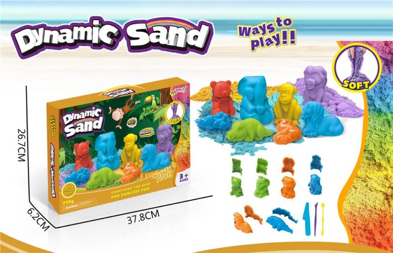 Mkt bring the fun of wet sand indoors with magic sand, the moldable sensory toy play sand. This 750 grams resealable bag of magic. \nsand is the perfect arts and crafts activity gift for kids ages 3 and up,especially those who enjoy sensory toys and as an alternative to modeling clay or slime kits stretch it, slice it, squeeze it or mold it into incredible sand art. No matter how you use it, sensory sand provides hours of tactile fun. It flows through fingers like real beach sand and leaves hands completely dry. When pressed together, it keeps its shape. It’s so satisfying, you won’t be able to put it down! The unique formula of this mesmerizing, magic sand sticks to itself and not to kids for easy cleanup and storage, and it never dries out so you can create again and again. More than just great fun, moldable sand is a tactile, sensory kids’ toy that can help develop your child’s fine motor skills. Sand play provides a much-needed break from screen time and encourages independent play when learning and working from home.
