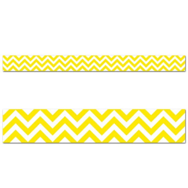 Creative teaching press get inspired with chevron! The vibrant color and modern design of this yellow chevron border will be a bright trim on any bulletin board or classroom display. Add eye-catching flair to bulletin boards in an office, a senior living residence, a college dorm, or a sunday school classroom with this bold pattern! Mix and match this color with other designer décor collections. 35 feet per package width 3"