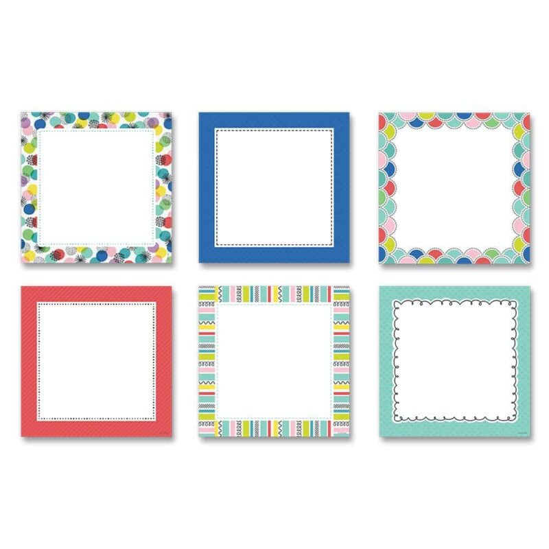 Creative teaching press these versatile cards 6" designer cut-outs are great for enhancing bulletin boards, rooms, hallways, and common areas! Great for crafting projects, displaying photos, making covers for mini-books, making flash cards, creating small classroom signs, sending notes home to parents, and more!    they make great labels on cubbies, student folders, supply bins, binders, and more! 36 per package
12 each of 3 designs