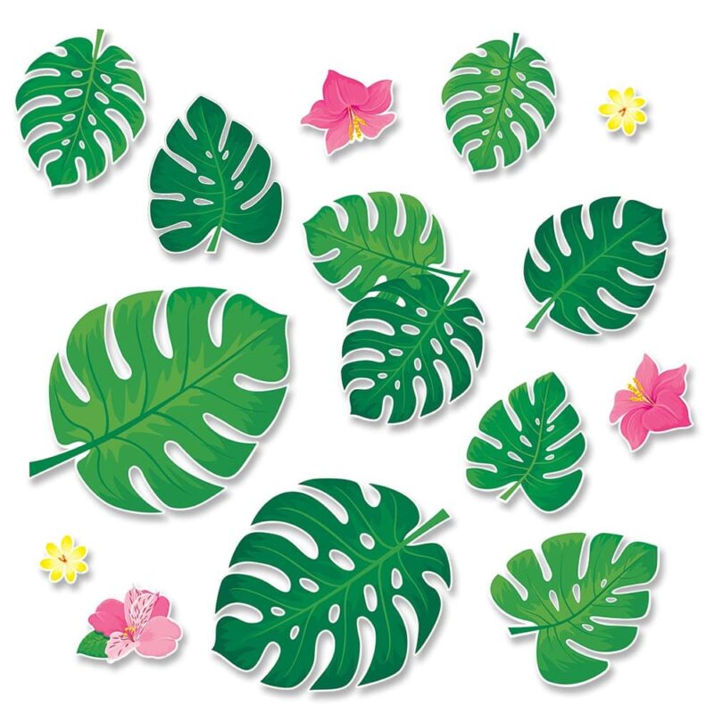 Creative teaching press big, bold, and green is the best way to describe the pieces in this monstera leaves bulletin board. Whether you want to create a tropical look or a modern, sophisticated natural look, these monstera palm frond leaves and flower accents will do the trick. This 14-piece bulletin board set includes: 2 large monstera leaves (≈ 14" w x 19" h)\n6 small monstera leaves (≈ 8. 5" w x 11" h)\n1 monstera leaf bunch (≈ 15" w x 10" h)\n3 small pink flowers (≈ 6. 75" w x 5. 5" h)\n2 small yellow flowers (≈ 3. 5" w x 3" h) bulletin board set also includes an instructional guide with bulletin board ideas, classroom activities, and a reproducible.