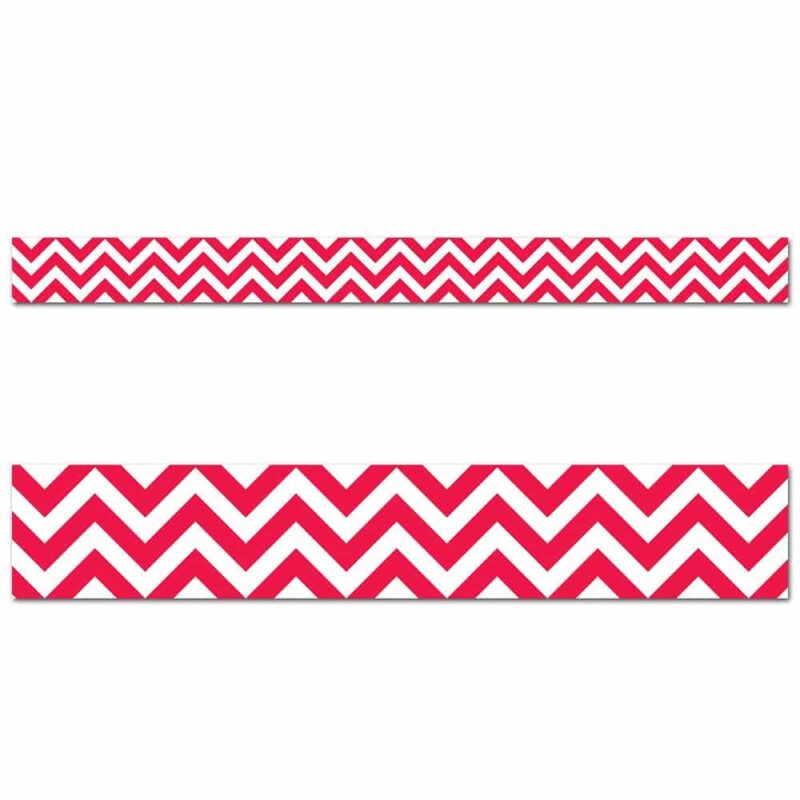 Creative teaching press get inspired with chevron! The vibrant color and modern design of this poppy red chevron border will be a bright trim on any classroom bulletin board or display. Perfect for decorating for valentine"s day and christmas! 3" wide 35 feet per package