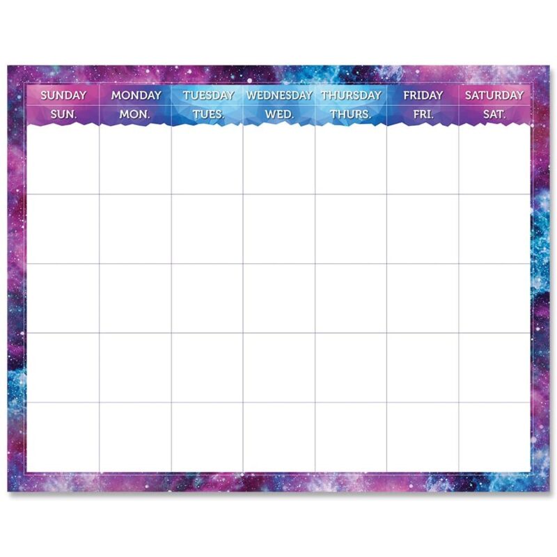 Creative teaching press be swept away to a far away place with this mystical magical calendar chart.   it features big squares for writing in dates or for posting calendar days, 3" calendar cut-outs, or 3" designer cut-outs.   use this large classroom calendar during any daily calendar lesson or circle time at a preschool, elementary school, or daycare.  
chart measures 28 ½" x 22 ¼"
pair with mystical magical calendar days and mystical magical months of the year mini bulletin board.