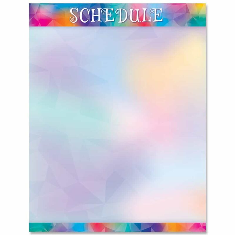 Creative teaching press the dreamy, colorful style of this mystical magical schedule chart is great for a variety of classroom and school settings. This chart features a rainbow-inspired design and an open writing space that can be easily customized to any class or school schedule.  
chart measures 17" x 22"
 