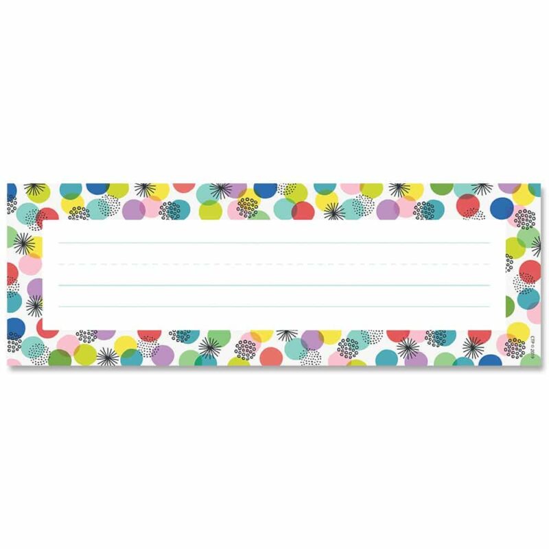 Creative teaching press these color pop name plates are a fun way to label student desks.   the mulitcolored polka dots are sprinkled with whimsical doodles to create a colorful, easy design that will complement any classroom decor.   name plates can also be used to personalize cubbies, seats at the table, take-home bags, classroom cabinets, folders, and more! These student name plates are great for use in the classroom, at a day care, at a , or at a preschool.    name plates are 9½" x 3¼"
36 name plates per package