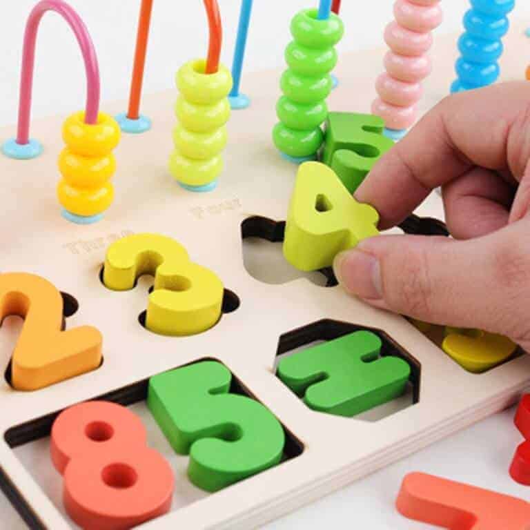 Mkt wooden children's beads number graphical puzzle jigsaw educational toy for kids