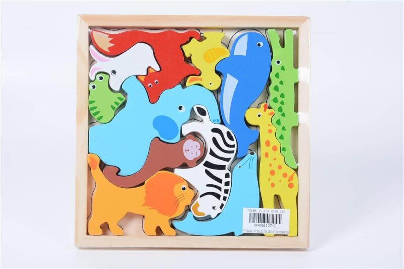 Mkt colorful 3d animals puzzle has soft color, the wood are made of green and healthy wood and does not hurt hand