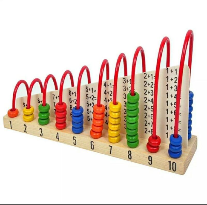 Mkt put some fun into learning mathematics with this interchangeable double-sided wooden abacus. Made from durable wood and coated with non-toxic paint, it is a perfect introduction to counting and simple arithmetic through visual simulation. It is also designed to support color recognition and hand-eye coordination.